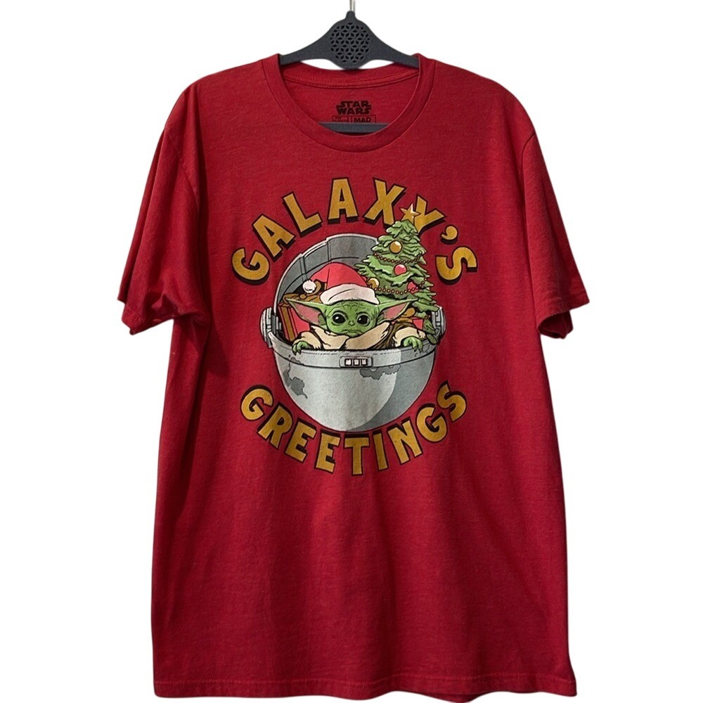 Star Wars Mad Engine‎ Men's Baby Yoda Galaxy's Greetings T-Shirt XL